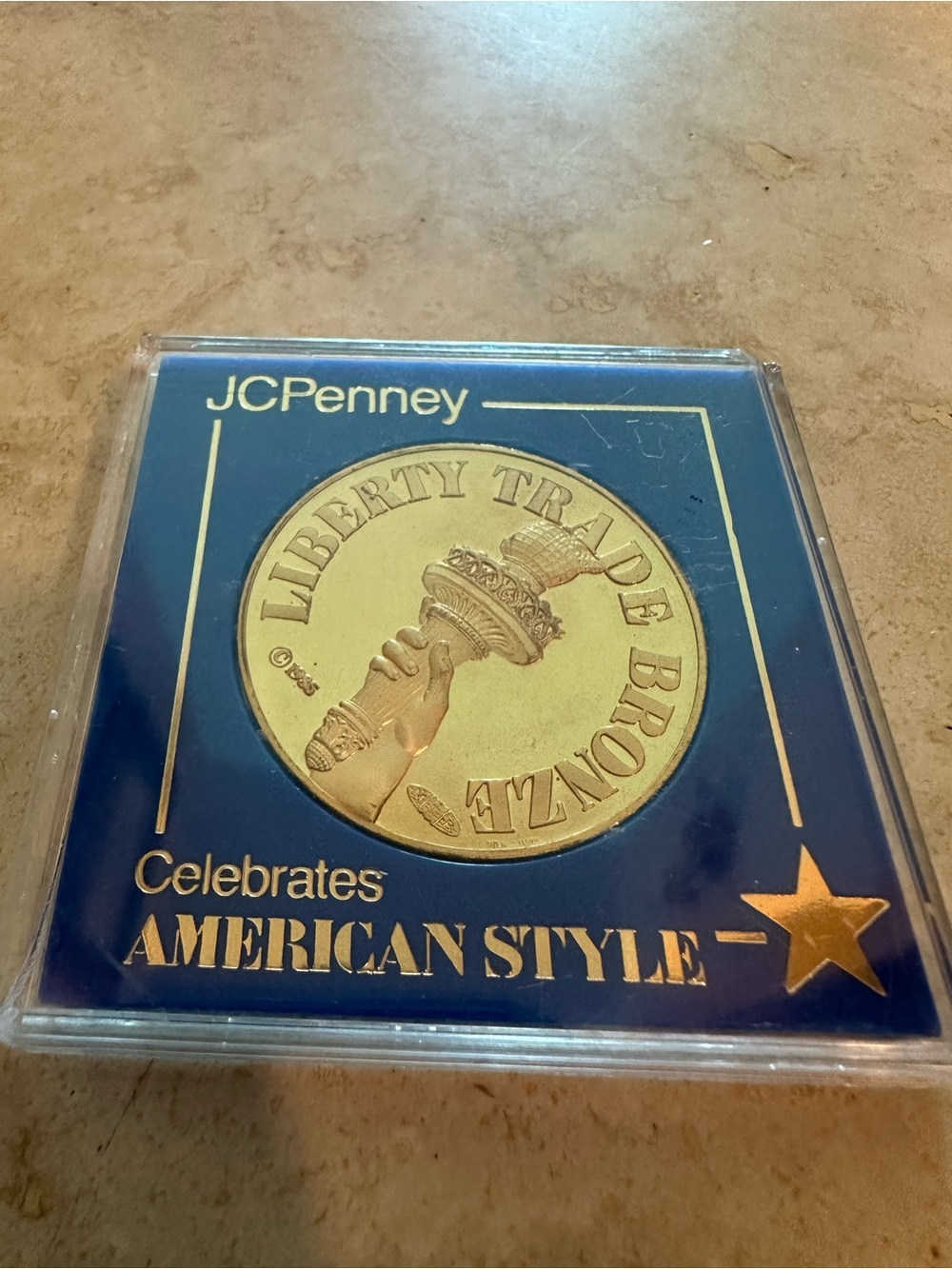 jcpenney Gold and Blue Liberty Trade Decorative Plaque